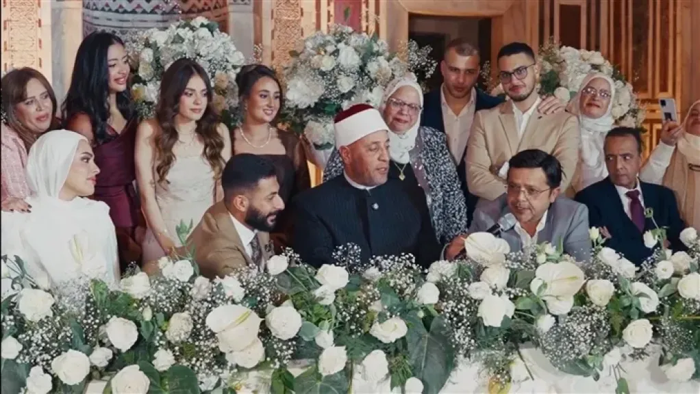 من احتفال محمد هنيدي بعقد قران ابنته